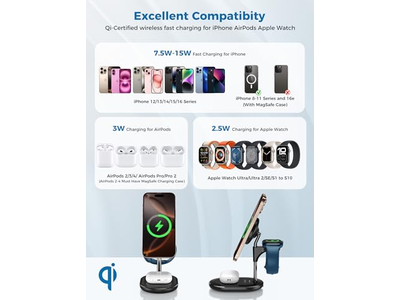 3 in 1 Kabelloses Ladestation für Apple MagSafe Ladegerät