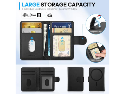Echtleder Magnetkartenhalter mit Rfid-Blockierung und 6 Steckplätzen