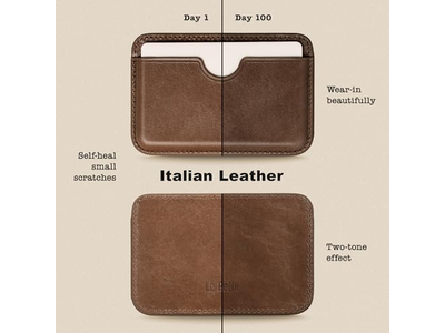 Handgefertigte Leder-Kartenbörse - Schlank Magnetisch - 2-Kartenhalter - Coco