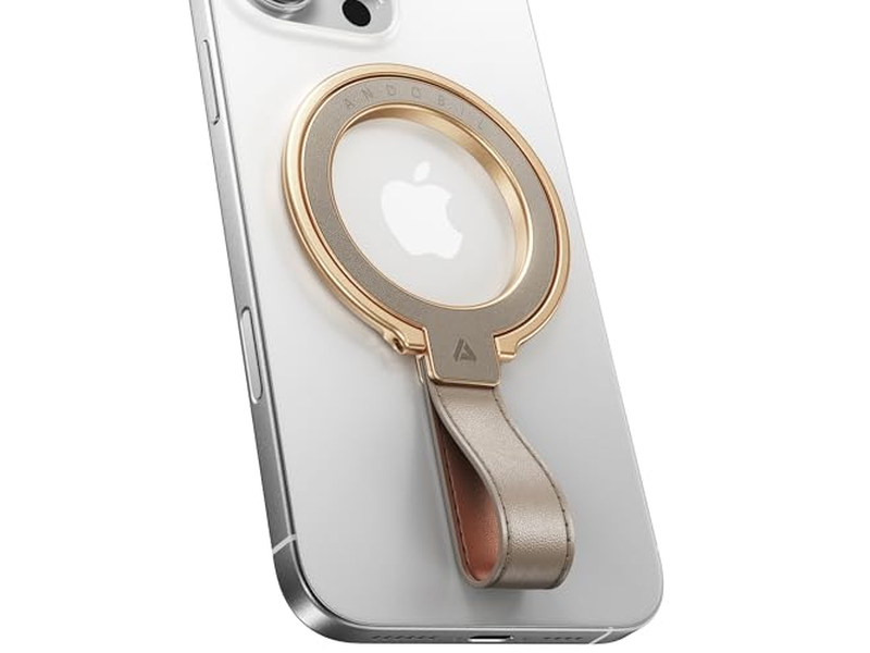 Leder Magnetische Handygriff mit Verstellbarem Ring-Kickstand für MagSafe