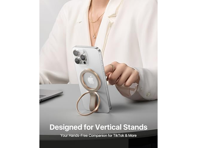 Leder Magnetische Handygriff mit Verstellbarem Ring-Kickstand für MagSafe