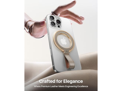Leder Magnetische Handygriff mit Verstellbarem Ring-Kickstand für MagSafe