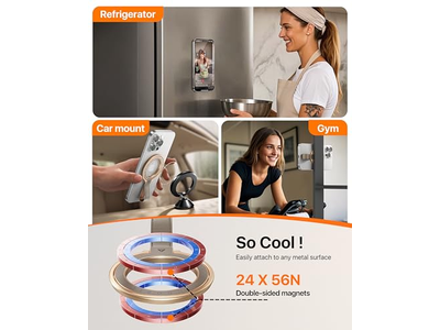 Leder Magnetische Handygriff mit Verstellbarem Ring-Kickstand für MagSafe