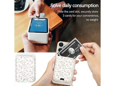 Magnetkartenhalter Geldbörse Kompatibel mit iPhone Passt 3 Karten Rosa