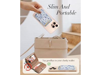 Magnetkartenhalter Geldbörse für iPhone - Blaues Blumenmuster Passt 3 C