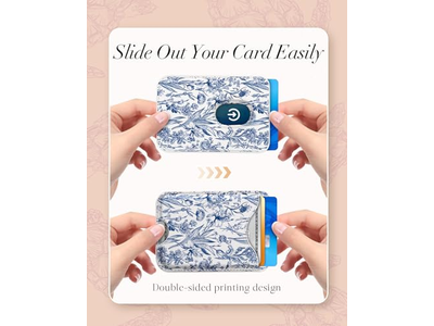 Magnetkartenhalter Geldbörse für iPhone - Blaues Blumenmuster Passt 3 C