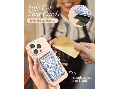 Magnetkartenhalter Geldbörse für iPhone - Blaues Blumenmuster Passt 3 C