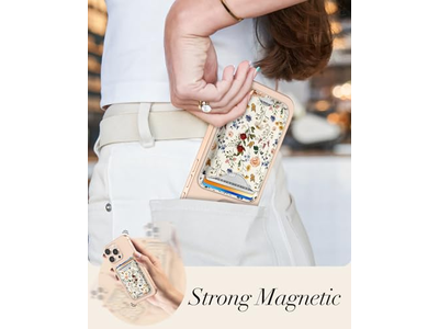 Magnetkartenhalter Geldbörse mit Blumenmuster für iPhone Serie