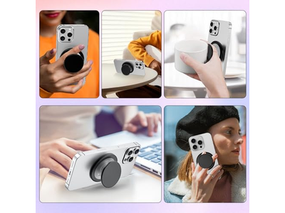 Magnetische Handygriffhalterung mit Klappbarem Ständer Transparent Rosa