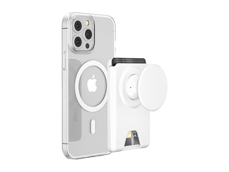 Magnetische Handygriff Geldbörse Ständer Erweiterbar und Zusammenklappbar Weiß