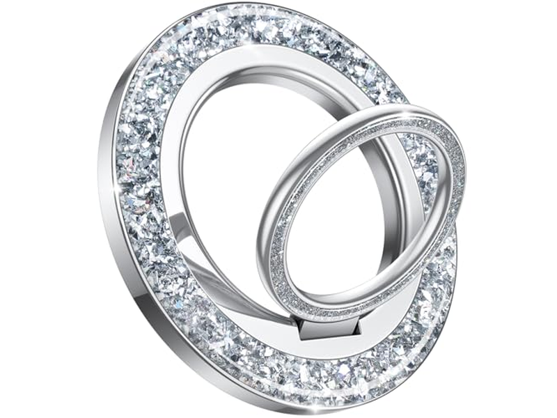 Magnetischer Telefonring für MagSafe Griff - Glitzer Silber Ringhalter Stan