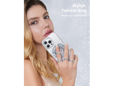 Magnetischer Telefonring für MagSafe Griff - Glitzer Silber Ringhalter Stan