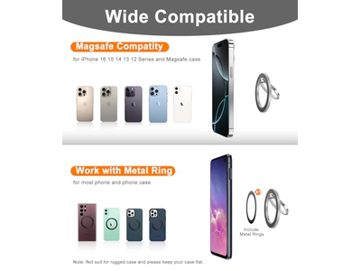 Magnetischer Ringhalter für Handy Zweiseitiger Ständer Silber