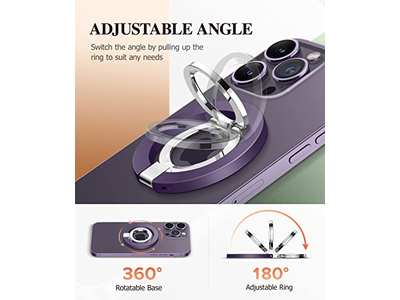 Magnetischer Ringhalter mit Verstellbarem Ständer und Kickstand - Purpl