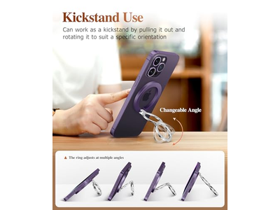 Magnetischer Ringhalter mit Verstellbarem Ständer und Kickstand - Purpl