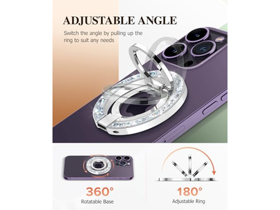Magnetischer Telefonringhalter mit Verstellbarem Ständer und Kickstand