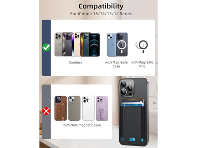 Magnetische Geldbörse für iPhone 7 Kartenhalter Leder Minimalistisch Rfid Bl