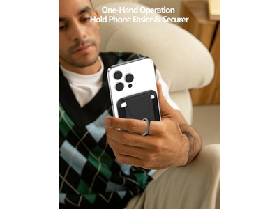 Magnetische Geldbörse für Telefon 6-Karten-Halter Rfid Blockierung Schwarz