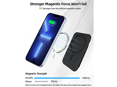 Magnet Geldbörse mit 2 Kartensteckplätzen für iPhone Vegan Leder Schwarz