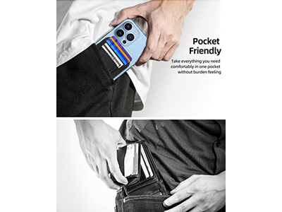 Magnet Geldbörse mit 2 Kartensteckplätzen für iPhone Vegan Leder Schwarz