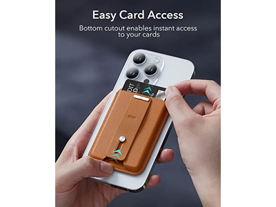 Magnet Geldbörse mit 3-Karten-Halter und Fingerschlaufe Vegan Leder Bro