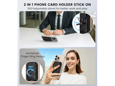 Magnetisches Portemonnaie mit Verstellbarem 360-Grad-Ring und Rfid Sperrklappe