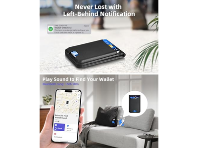 Magnet Geldbörse mit Verstellbarem Ständer 3 Kartenfächer Vegan Leder Bl