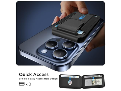 Magnetische Brieftasche mit Verstellbarem Ständer und Rfid Blockierung 3 Steckplätze für Auto