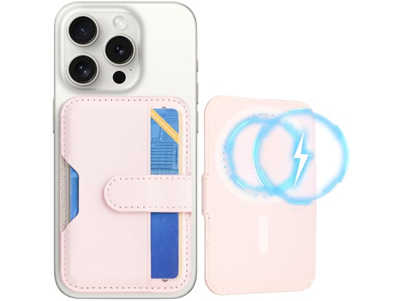 Magnetische Geldbörse mit Kartenhalter für Magsafe Kompatible Telefone - Rosa