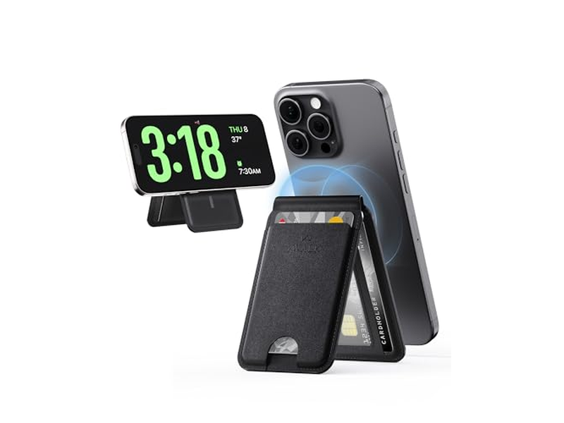 Magnetische Geldbörse mit Rfid Blockierung 5 Kartenhalter und Verstellbarem Ständer