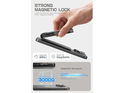 Magnetische Geldbörse mit Ständer Hält 5 Karten Rfid Blockierung Schwarz