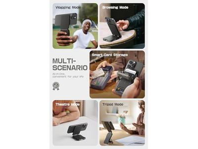 Magnetische Geldbörse mit Ständer Hält 5 Karten Rfid Blockierung Schwarz