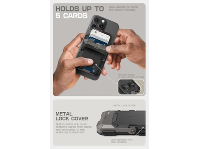 Magnetische Geldbörse mit Ständer Hält 5 Karten Rfid Blockierung Schwarz