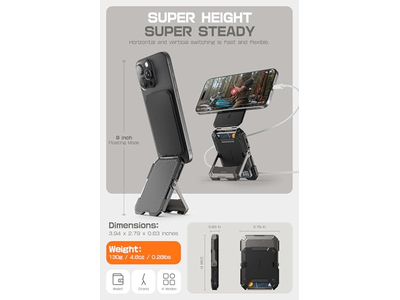 Magnetische Geldbörse mit Ständer Hält 5 Karten Rfid Blockierung Schwarz