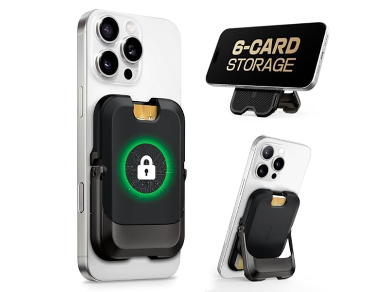 Magnetische Geldbörse mit Ständer Hält 6 Karten Rfid Blockieren Telefon Ständer