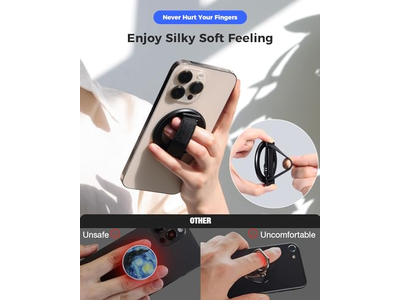 MagSafe Handygriff mit Fingergurt und Kickstand Schlaufe Schwarz