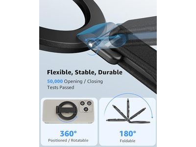 MagSafe Handygriff mit Fingergurt und Kickstand Schlaufe Schwarz