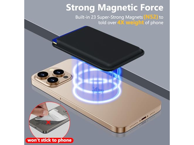 MagSafe Geldbörse 3 Kartenhalter Rfid Sperrung Schlank Magnetische Geldbörse - B