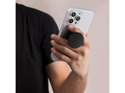 Handygriff für MagSafe Magnetischer Ständer mit Einem Finger Pop und Snap Black