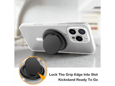 Handygriff für MagSafe Magnetischer Ständer mit Einem Finger Pop und Snap Black