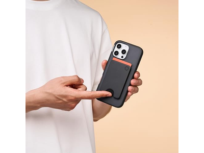 Slim Telefon Geldbörse und Kartenhalter Drahtloses Laden Kompatibel - Blac