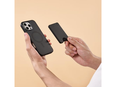 Slim Telefon Geldbörse und Kartenhalter Drahtloses Laden Kompatibel - Blac