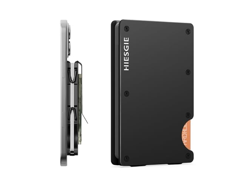 Schlanke Geldbörse mit Geldclip Rfid Blockierung Metall Kartenhalter Schwarz