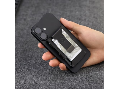 Schlanke Geldbörse mit Geldclip Rfid Blockierung Metall Kartenhalter Schwarz