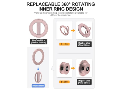 Ultra Telefongriffständer mit Auswechselbarer Elastischer Schlaufe und Magnetischem Halt